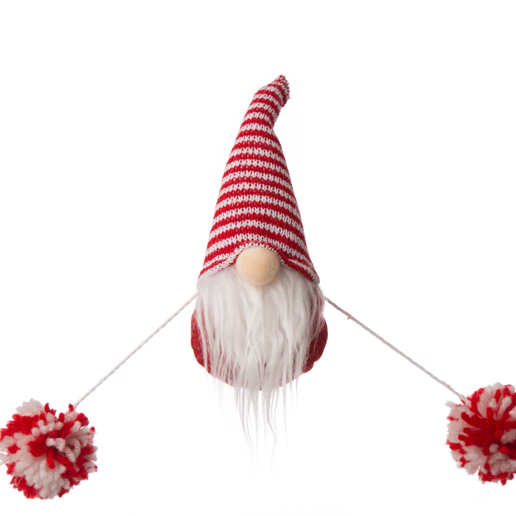 Glitzhome® 6ft. Red & White Fabric Christmas Gnome Garland Set